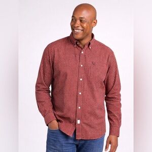 IZOD Premium Essentials Orange & Black Gingham Button Down Men’s Large Cotton